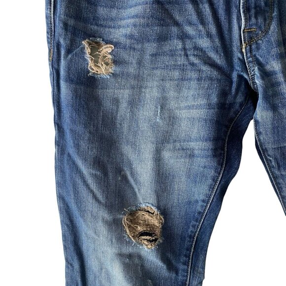 Express Rocco Jeans Mens 31/32 (33/31) Slim Fit Skinny Leg Dark Wash Distressed - Picture 8 of 14